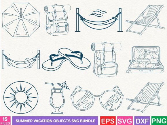 Download Summer Vacation Objects SVG Bundle - Vacation Collection