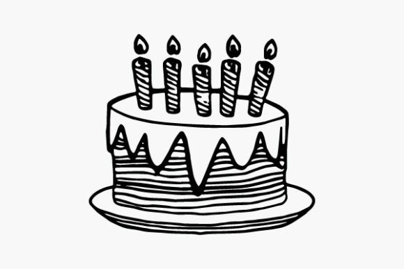 Download Birthday Cake Coloring Page Hand Drawns - Premium Resources