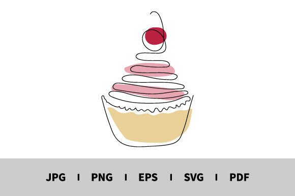 Download One Line Drawing of Cupcake Vector - Draw Collection