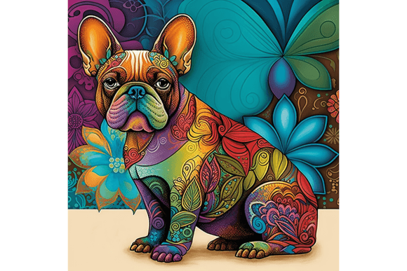 Download French Bulldog Wall Art Floral Drawing 2 - Draw Collection