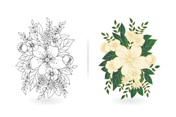 Download Flowers Lines Art Design, Floral Drawing - Draw Collection