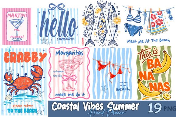 Download Coastal Vibes Summer Hand Drawn Bundle - Draw Collection
