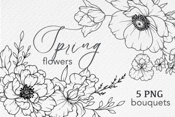 Download FLOWERS LINE DRAWING, FLORAL LINE ART - Draw Collection