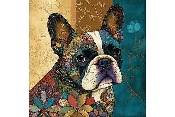 Download French Bulldog Wall Art Floral Drawing 3 - Draw Collection