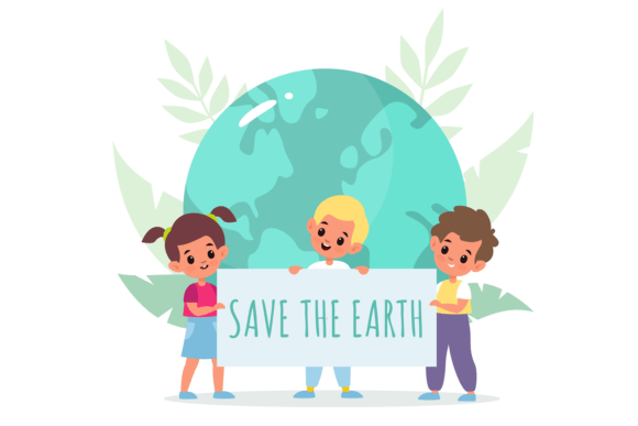 Download Save Planet. Cartoon Kids Holding Placar - Cartoon kids Collection