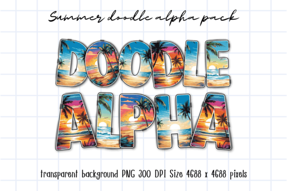 Download Summer Vacation Sea Beach Doodle Letters - Vacation Collection