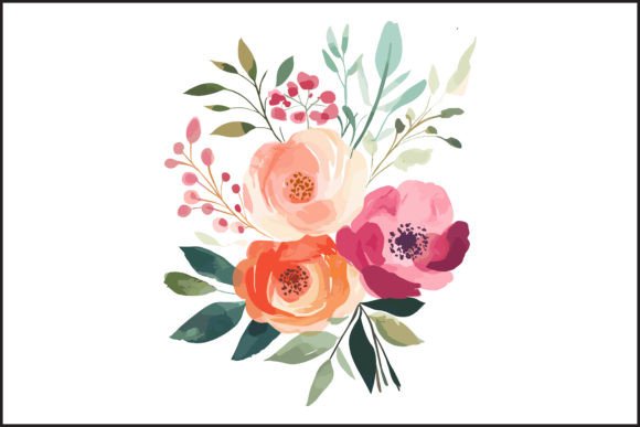 Download Vibrant Watercolor Rose Bouquet Vector - Rose bouquet vector Collection