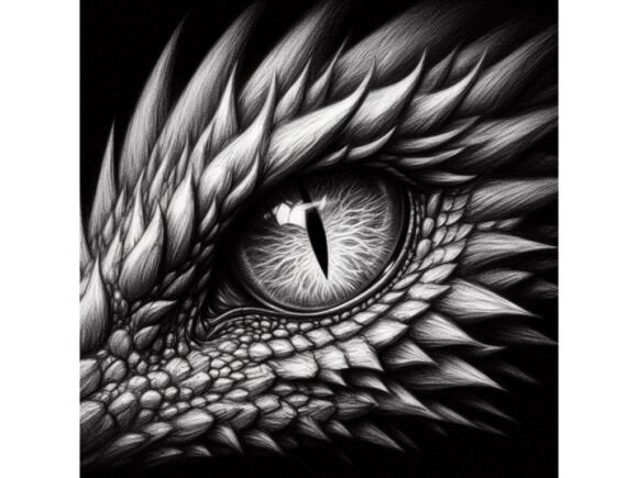 Download Charcoal Drawing of a Dragon’s Eye, with - Draw Collection