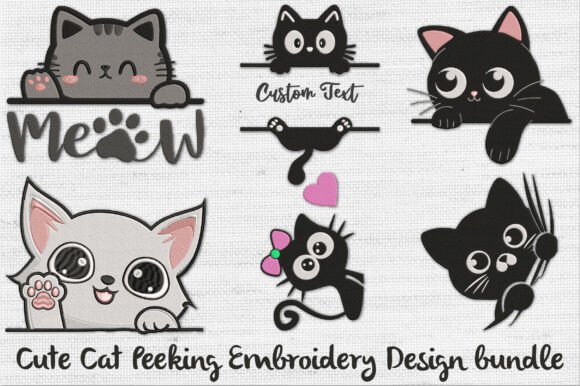 Download Cute Cat Peeking Embroidery Design Bundl - Premium Resources