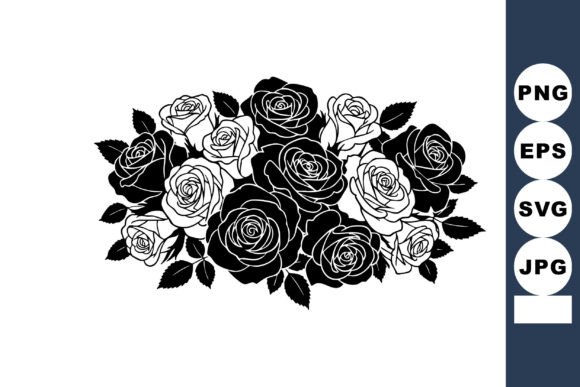 Download Black and White Rose Bouquet Vector with - Rose bouquet vector Collection